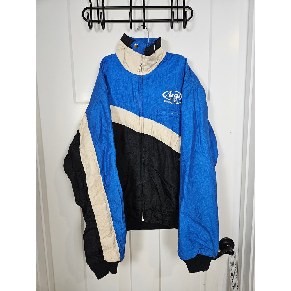 Vintage Crown of California Arai Helmet Racing USA Jacket Blue Black Large